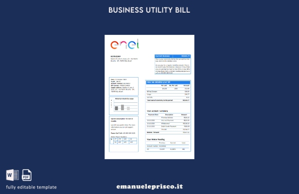 modello di fattura aziendale di utilità elettrica Enel Brasile stile verificato
